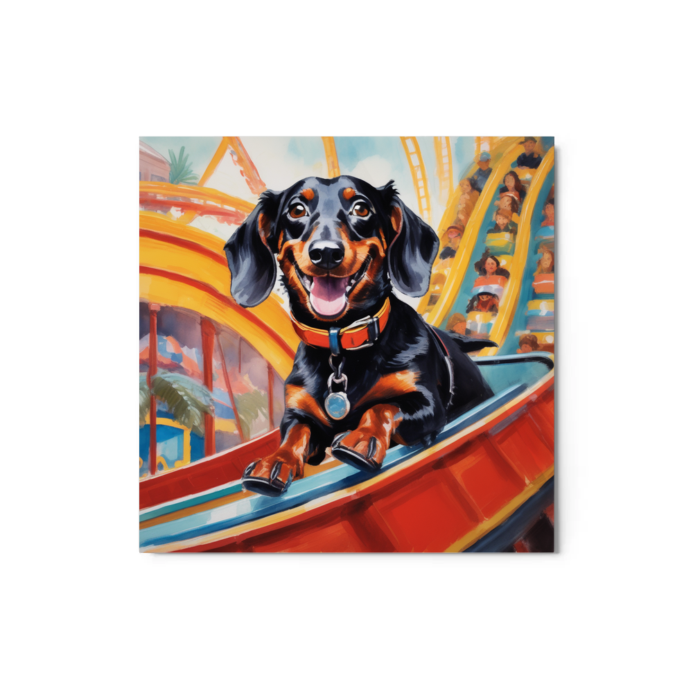PugMug Custom Black Dachshund Metal Print