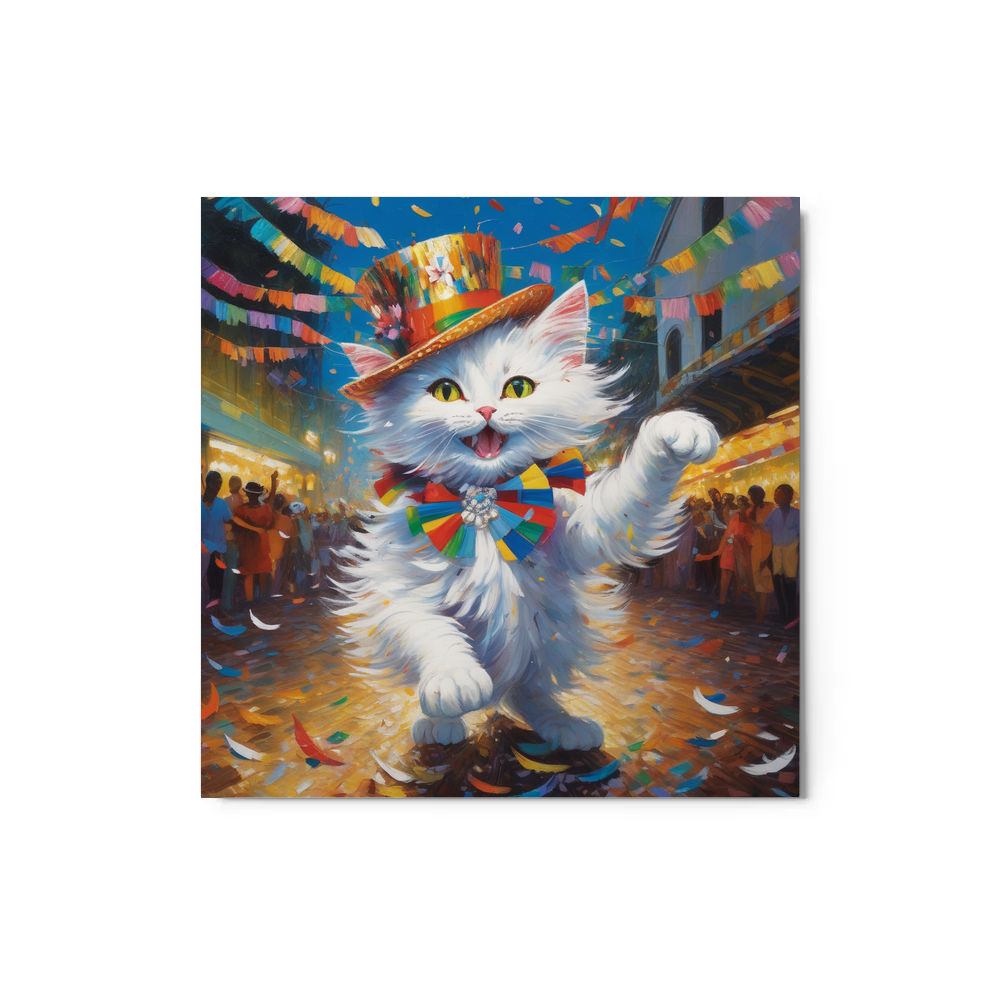 PugMug Custom White Companion Cat Metal Print