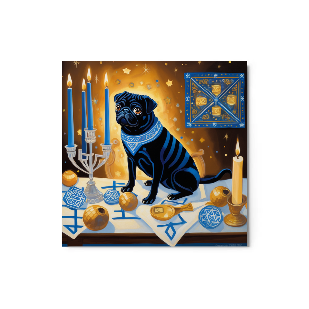 PugMug Custom Black Pug Metal Print