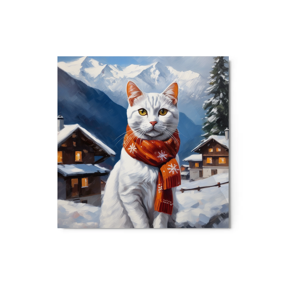 PugMug Custom White American Shorthair Cat Metal Print