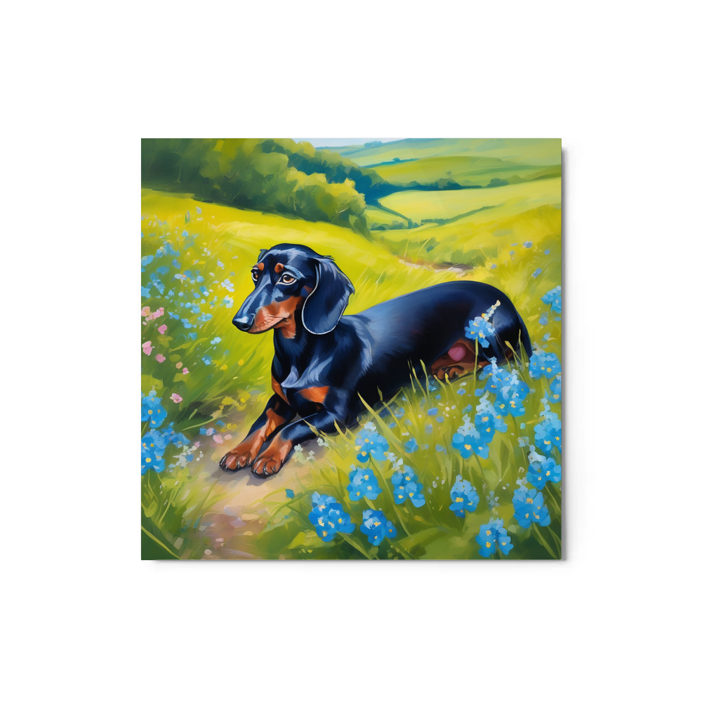 PugMug Custom Black Dachshund Metal Print