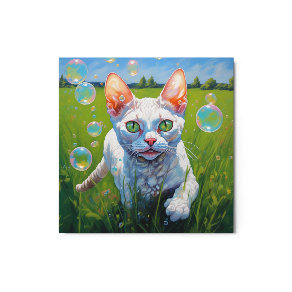 PugMug Custom White Devon Rex Cat Metal Print