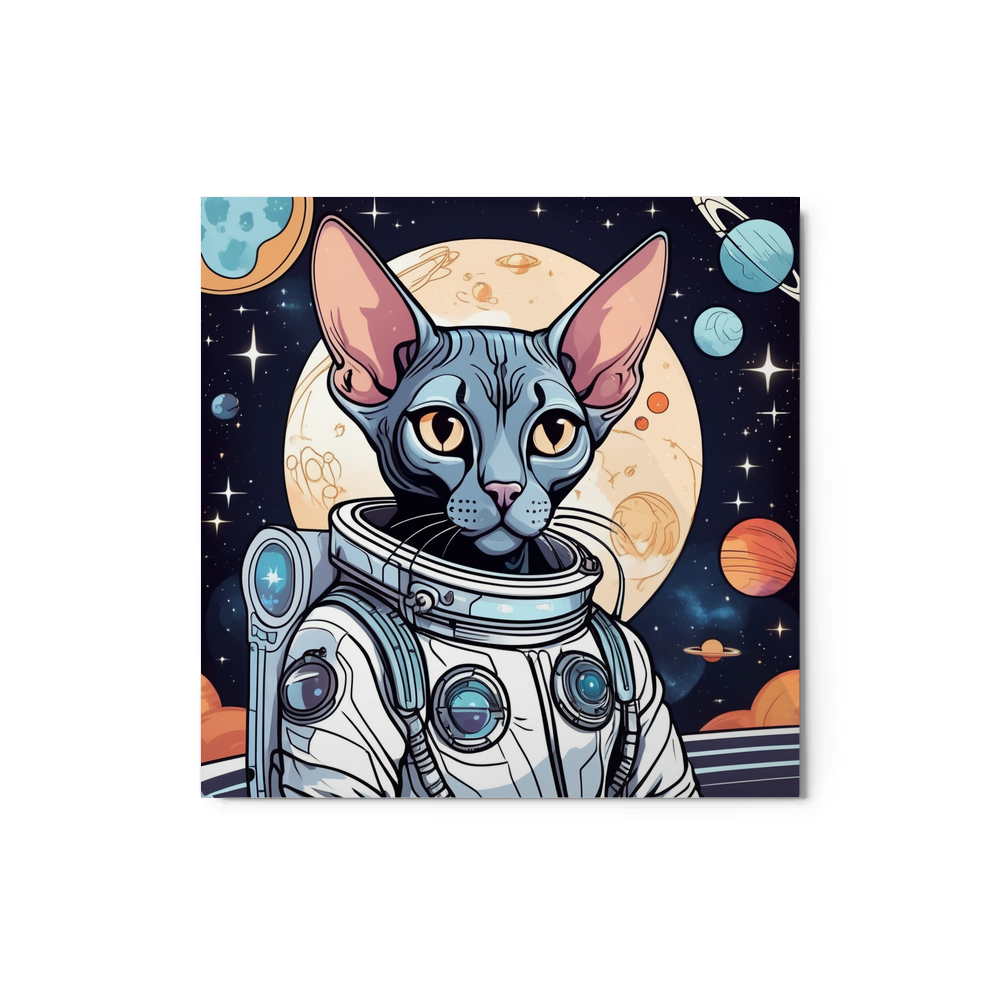 PugMug Custom Black Sphynx Cat Metal Print