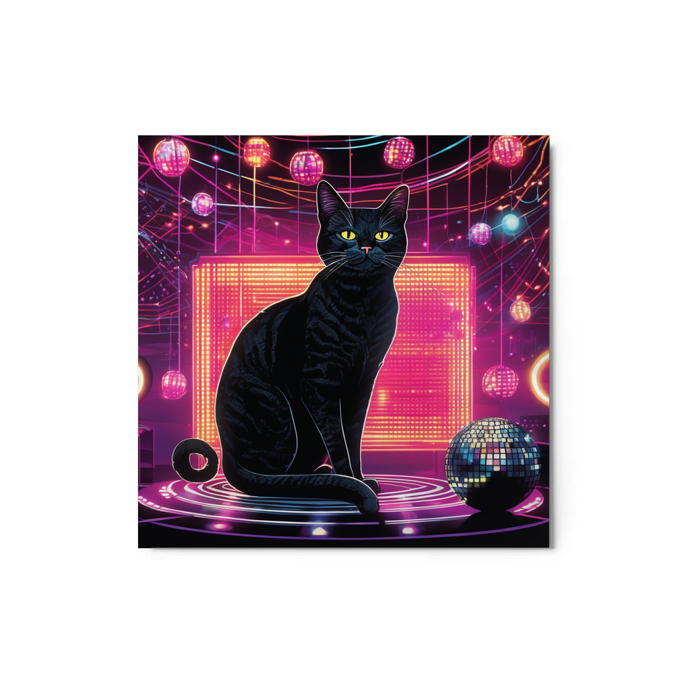 PugMug Custom Black American Shorthair Cat Metal Print