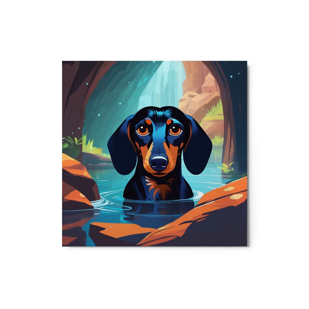 PugMug Custom Black Dachshund Metal Print