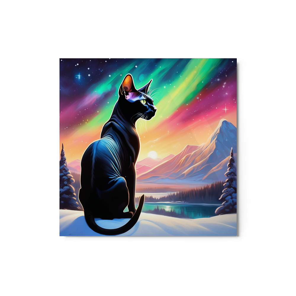 PugMug Custom Black Sphynx Cat Metal Print