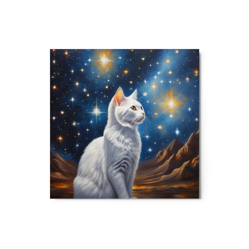 PugMug Custom White Companion Cat Metal Print