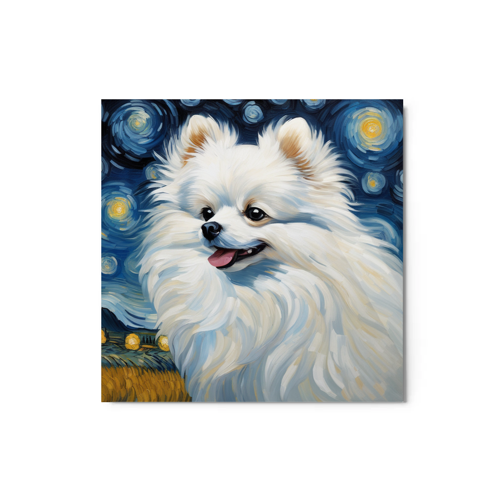 PugMug Custom White Pomeranian Metal Print
