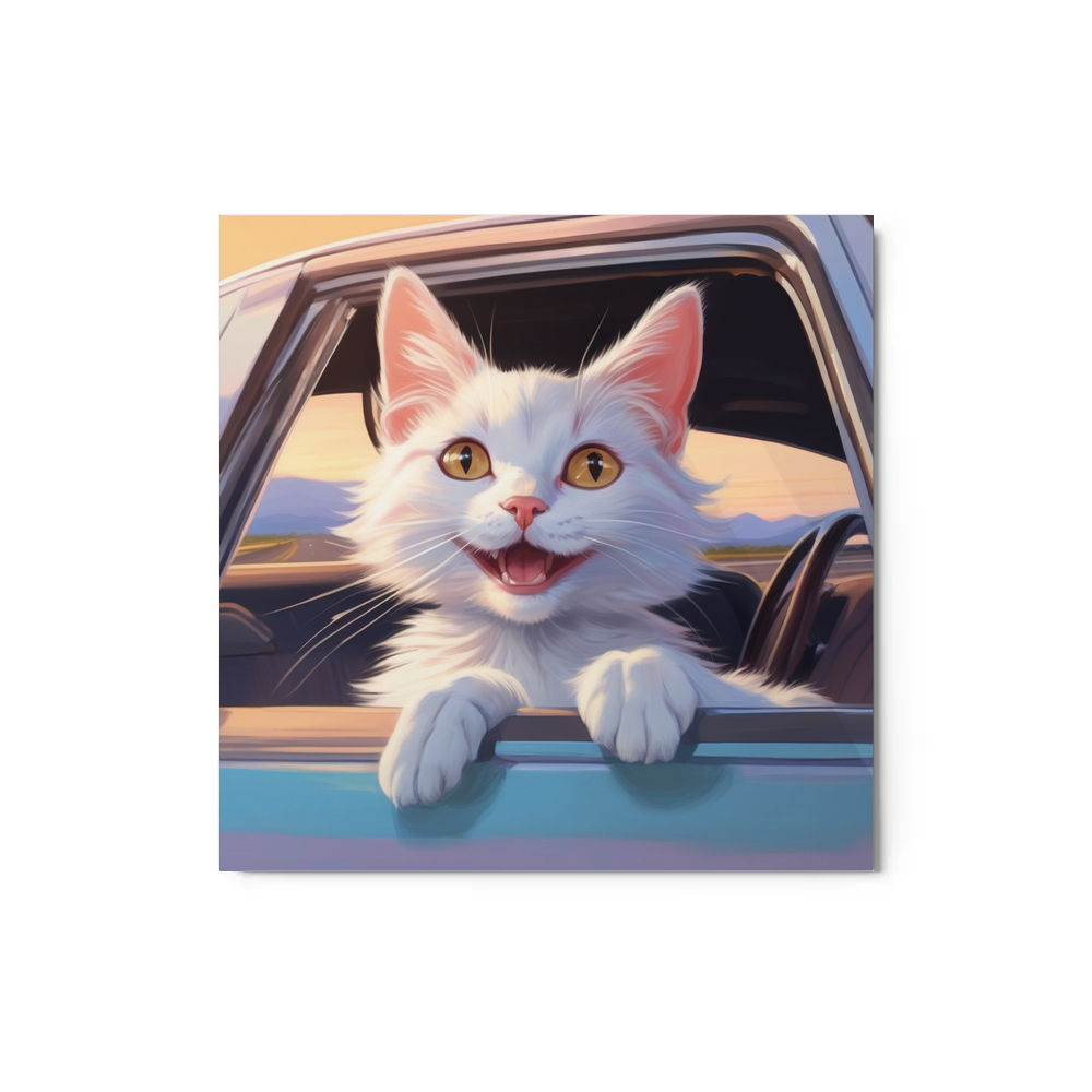 PugMug Custom White Companion Cat Metal Print