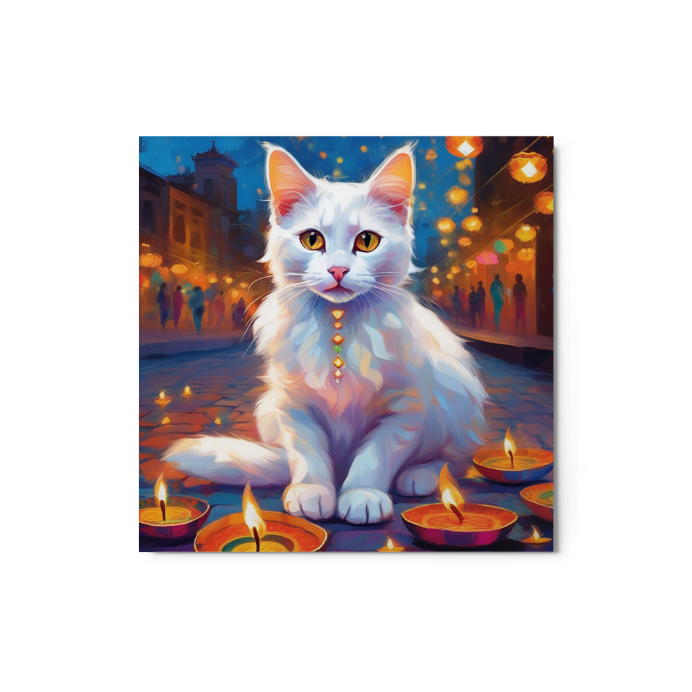 PugMug Custom White Companion Cat Metal Print