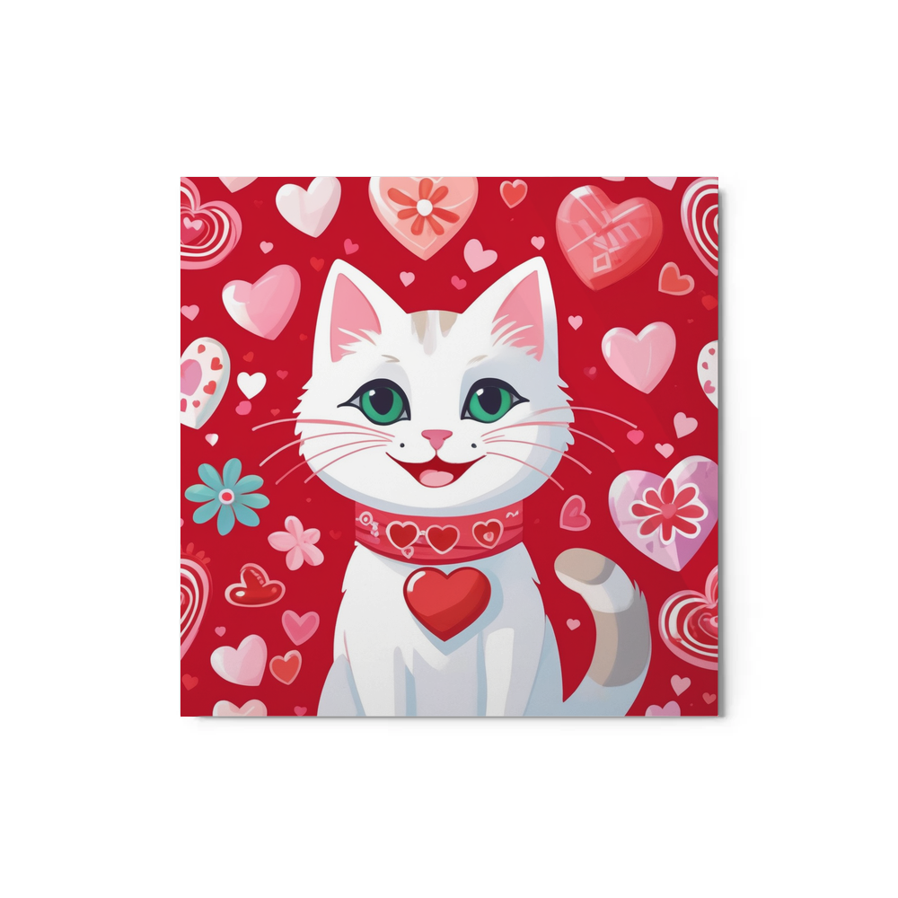 PugMug Custom White Companion Cat Metal Print