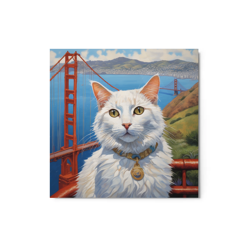 PugMug Custom White Companion Cat Metal Print