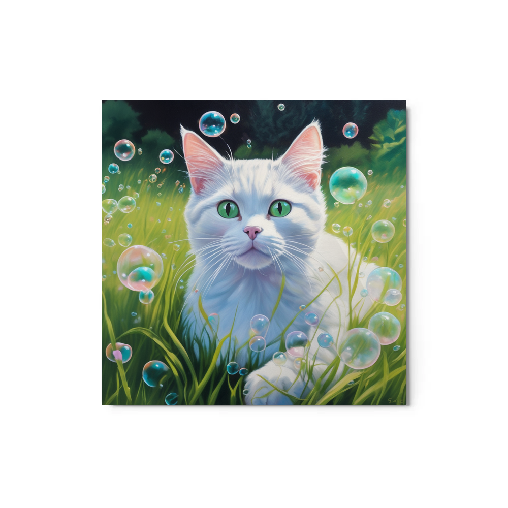 PugMug Custom White Companion Cat Metal Print