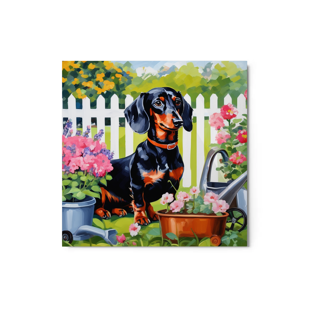 PugMug Custom Black Dachshund Metal Print