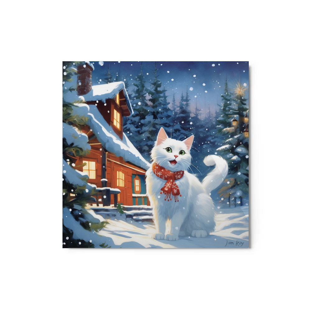 PugMug Custom White Companion Cat Metal Print