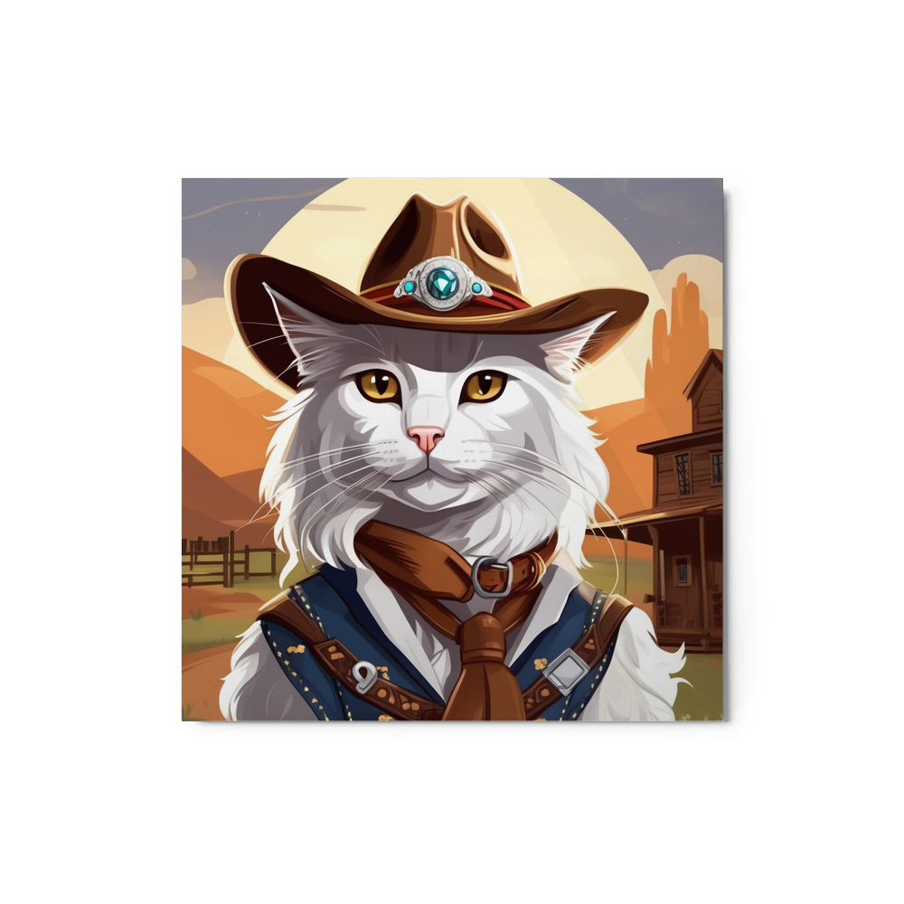 PugMug Custom White Maine Coon Cat Metal Print