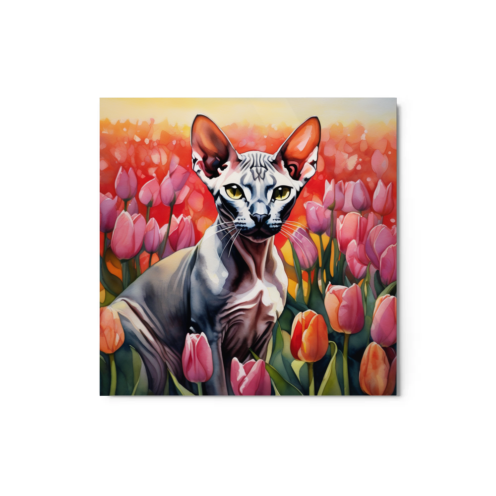 PugMug Custom Tabby Sphynx Cat Metal Print