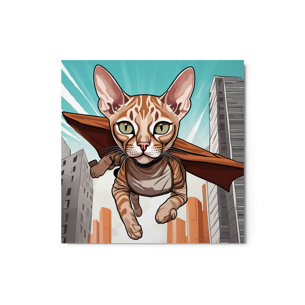 PugMug Custom Tabby Devon Rex Cat Metal Print