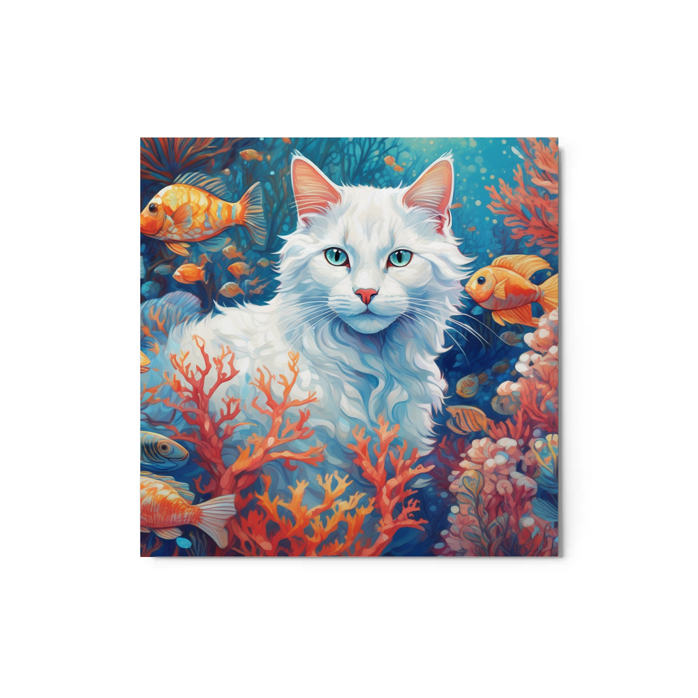 PugMug Custom White Companion Cat Metal Print