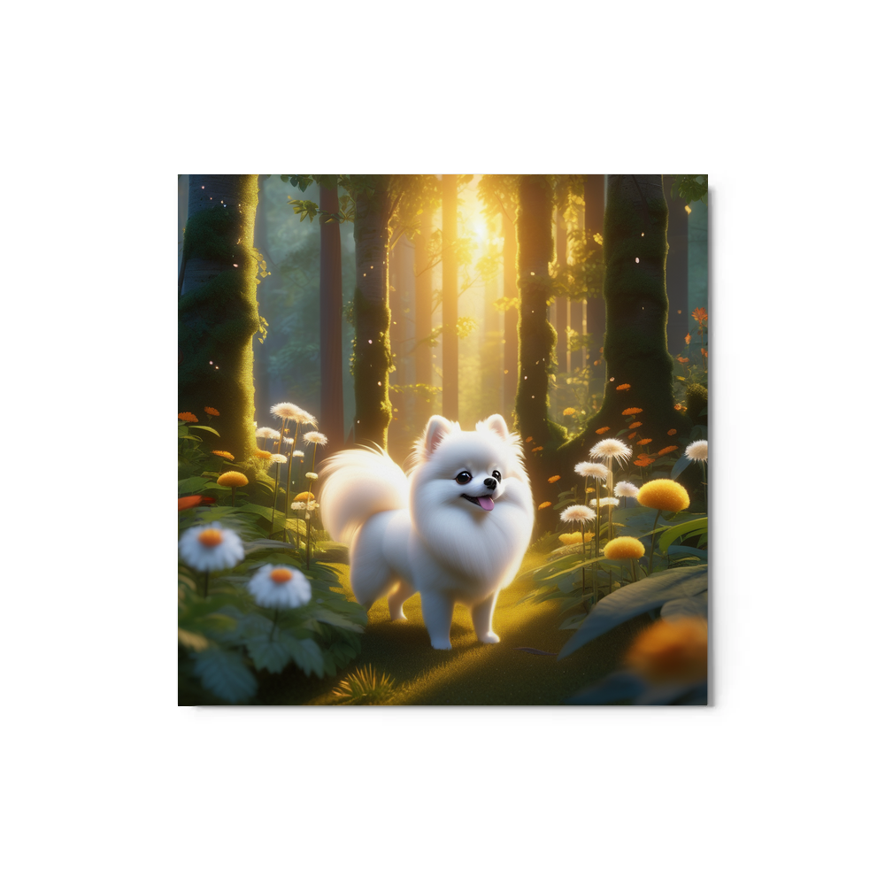 PugMug Custom White Pomeranian Metal Print