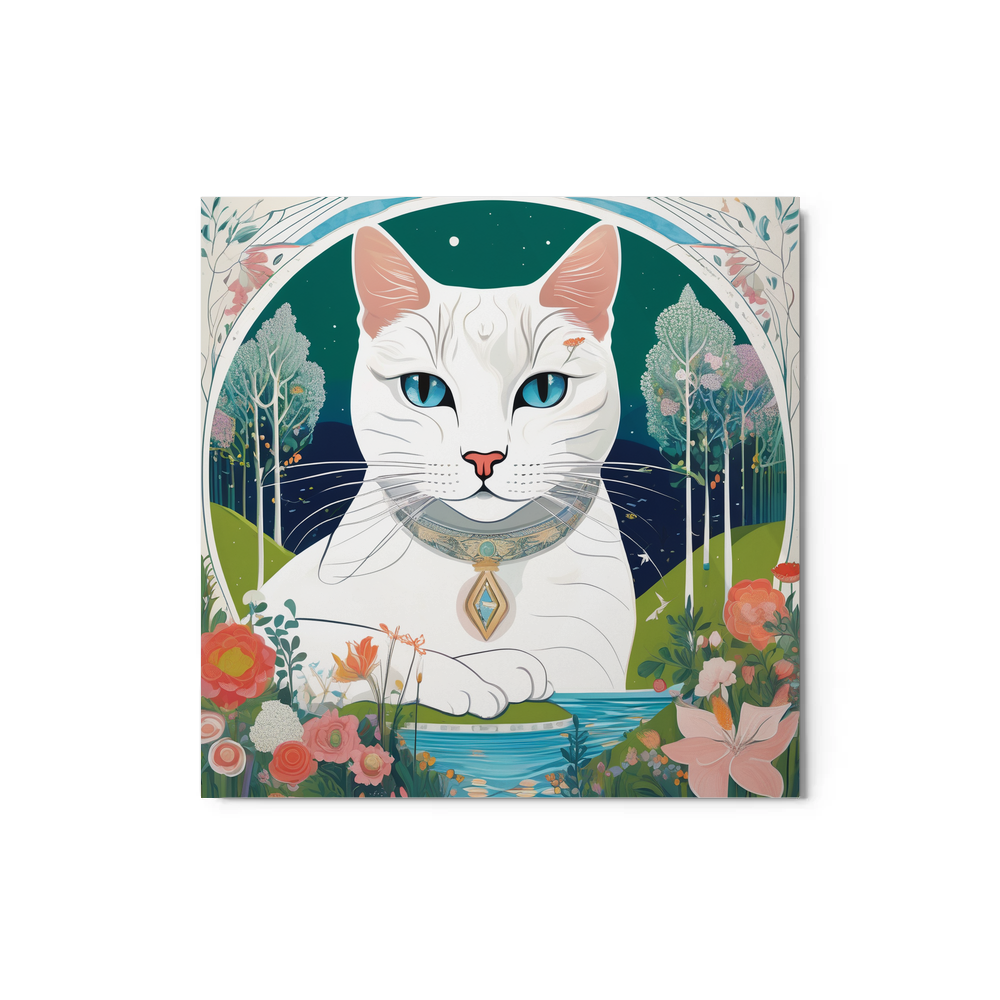 PugMug Custom White Companion Cat Metal Print