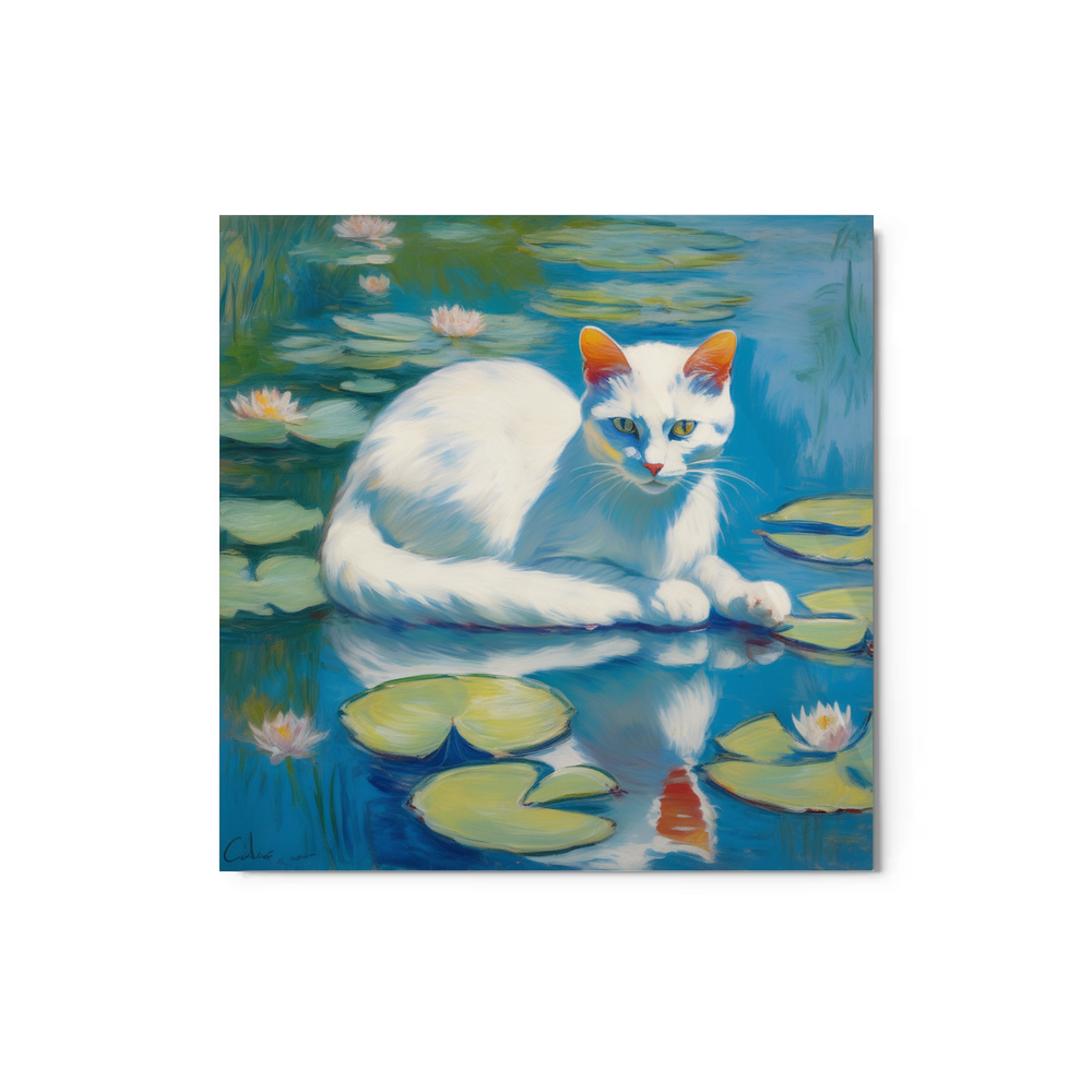 PugMug Custom White Companion Cat Metal Print