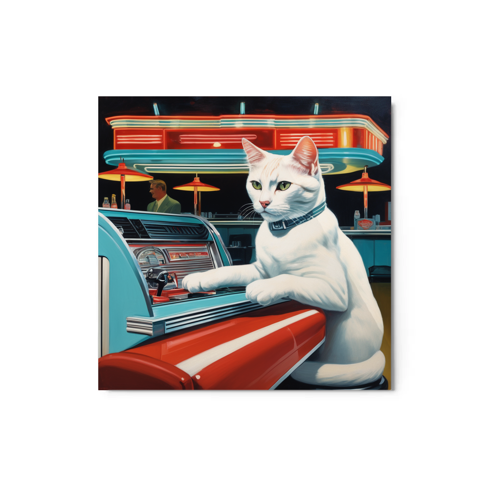 PugMug Custom White Companion Cat Metal Print