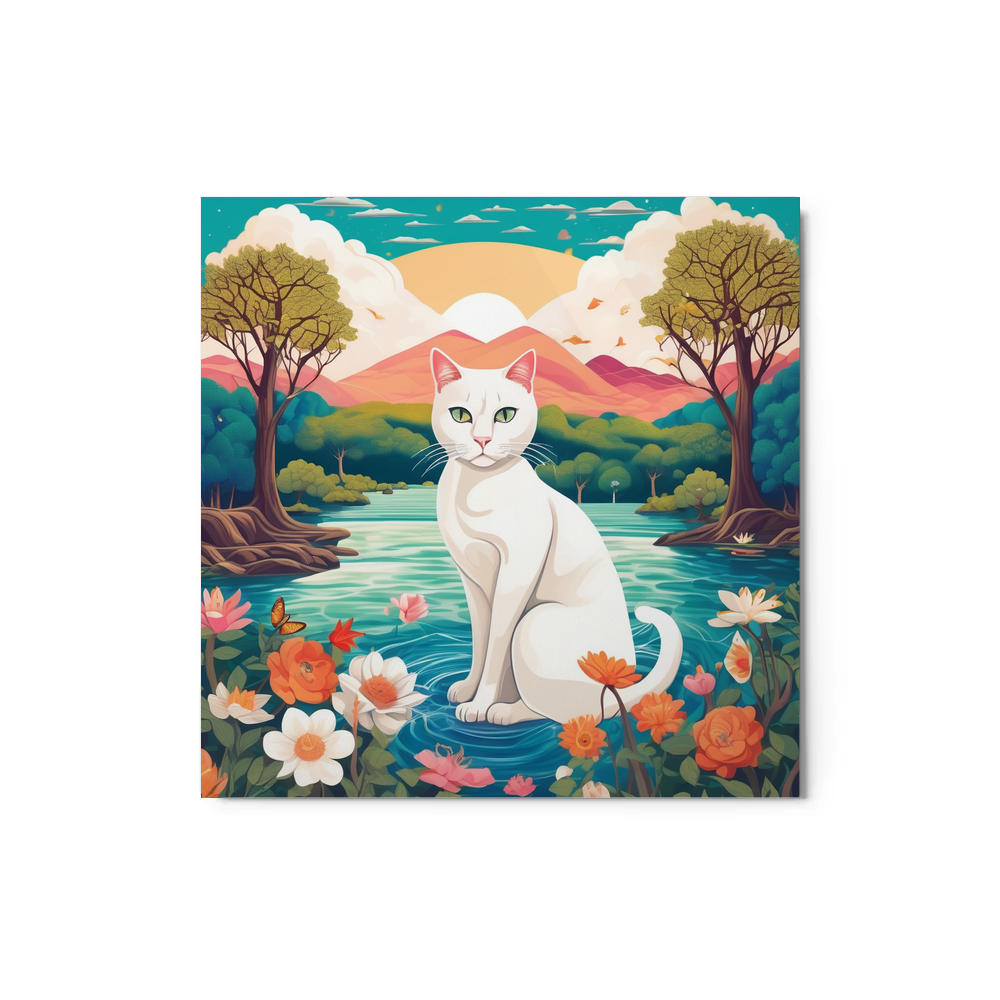 PugMug Custom White Companion Cat Metal Print