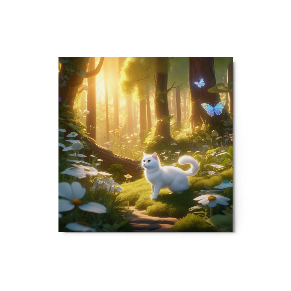 PugMug Custom White Companion Cat Metal Print