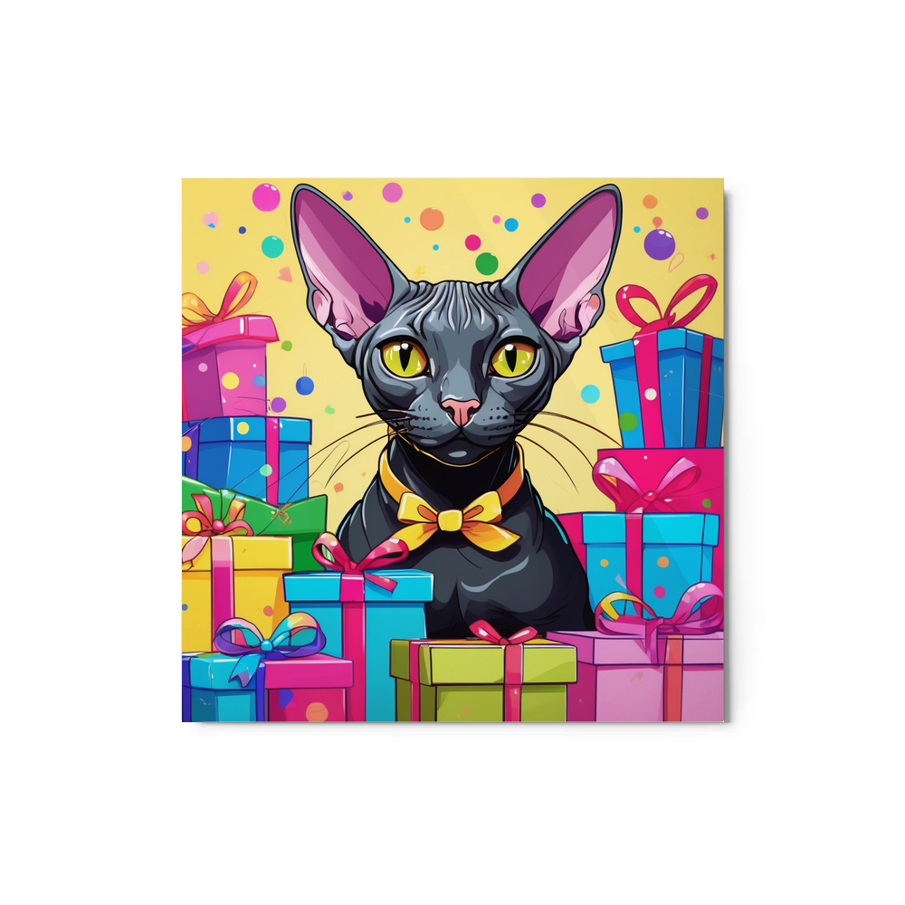 PugMug Custom Black Sphynx Cat Metal Print