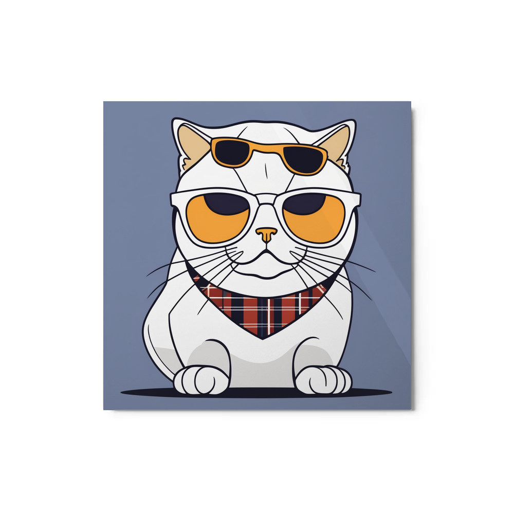 PugMug Custom White Scottish Fold Cat Metal Print