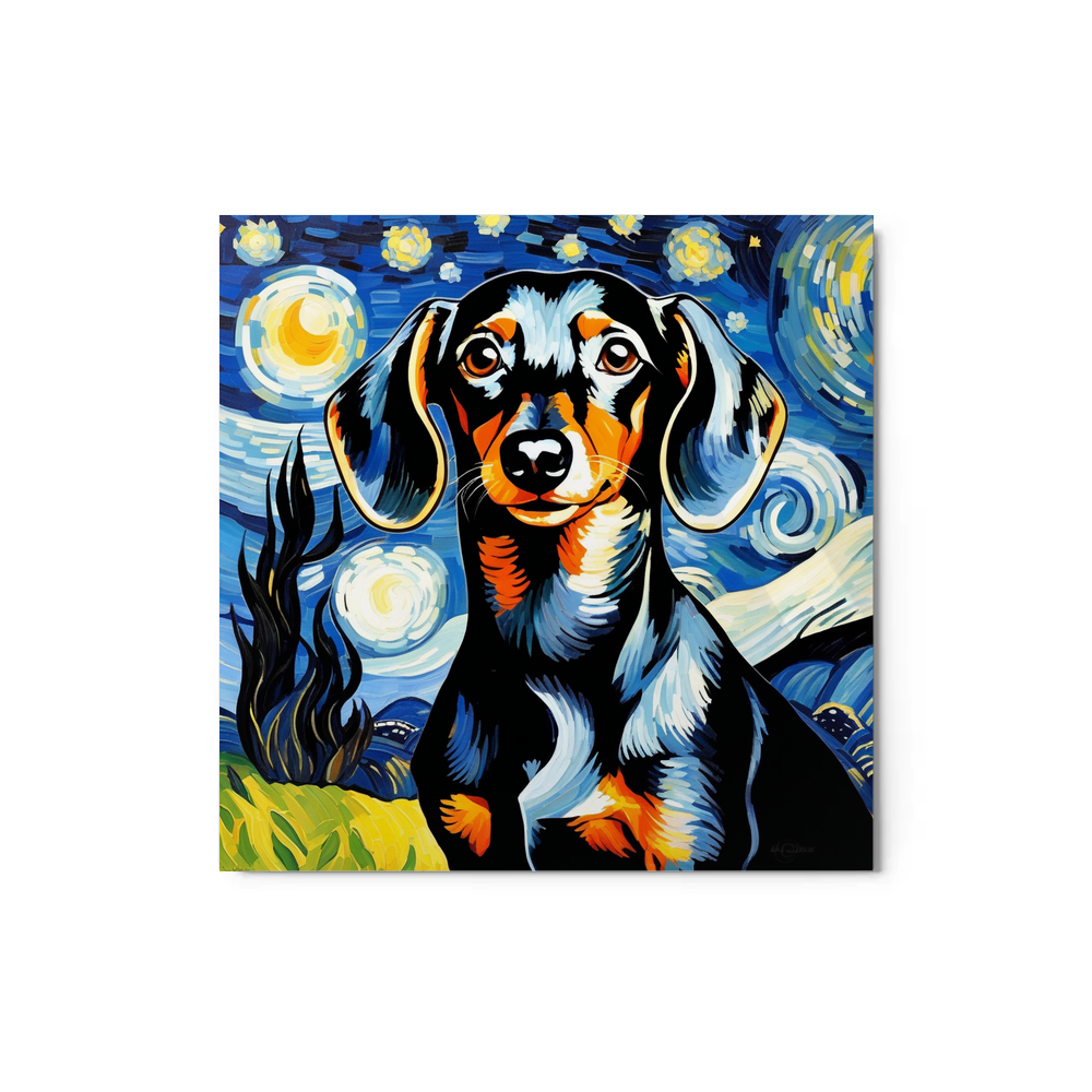 PugMug Custom Black Dachshund Metal Print