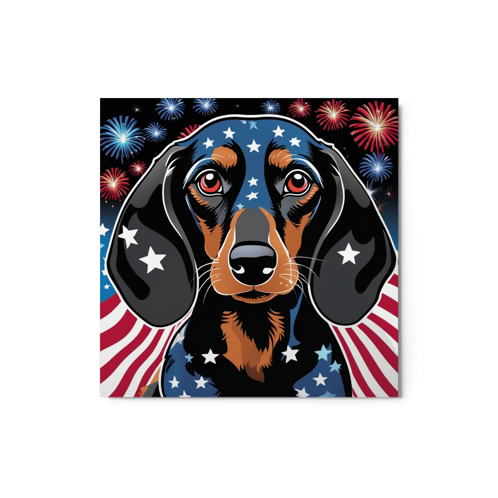 PugMug Custom Black Dachshund Metal Print