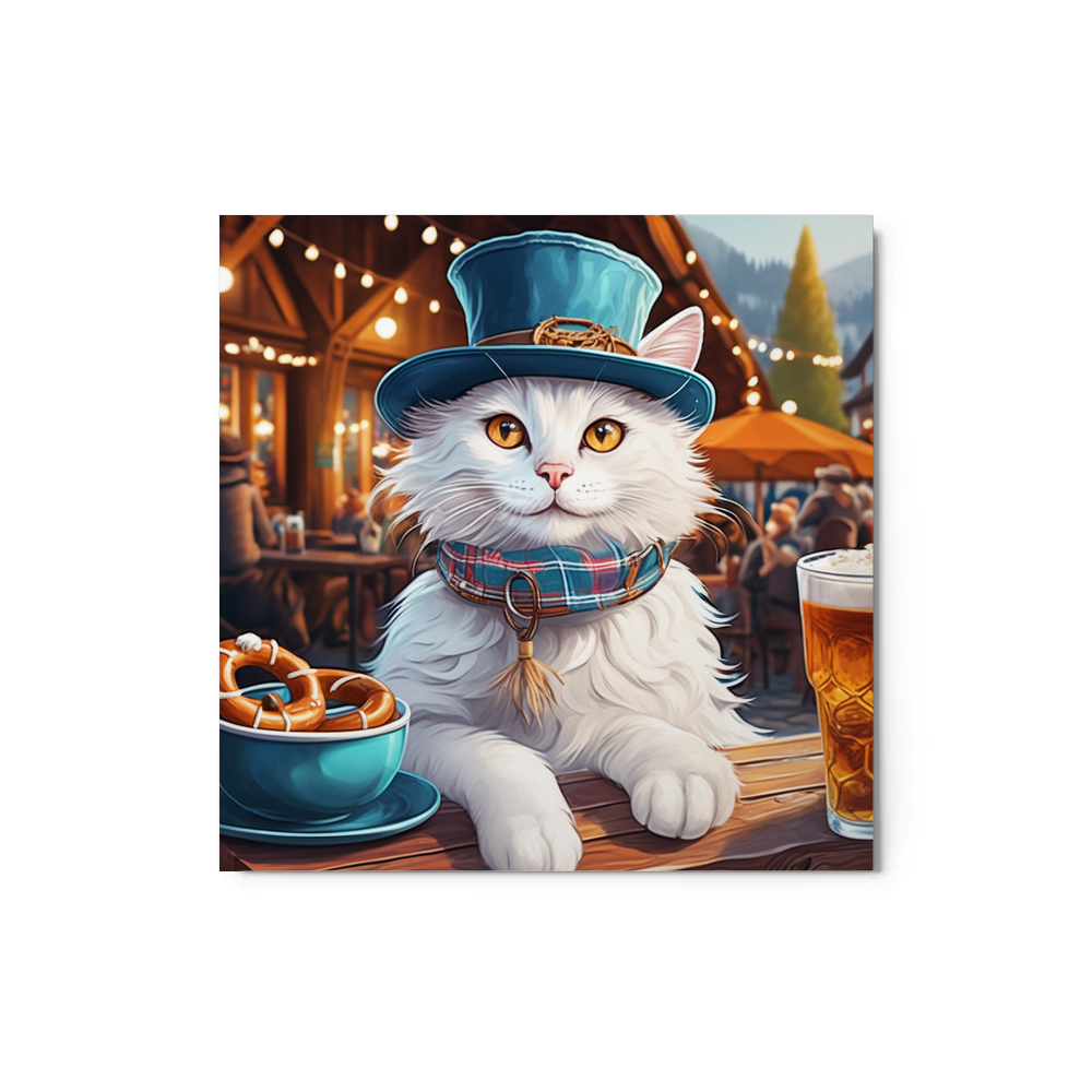 PugMug Custom White Companion Cat Metal Print