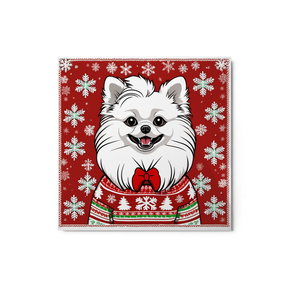 PugMug Custom White Pomeranian Metal Print