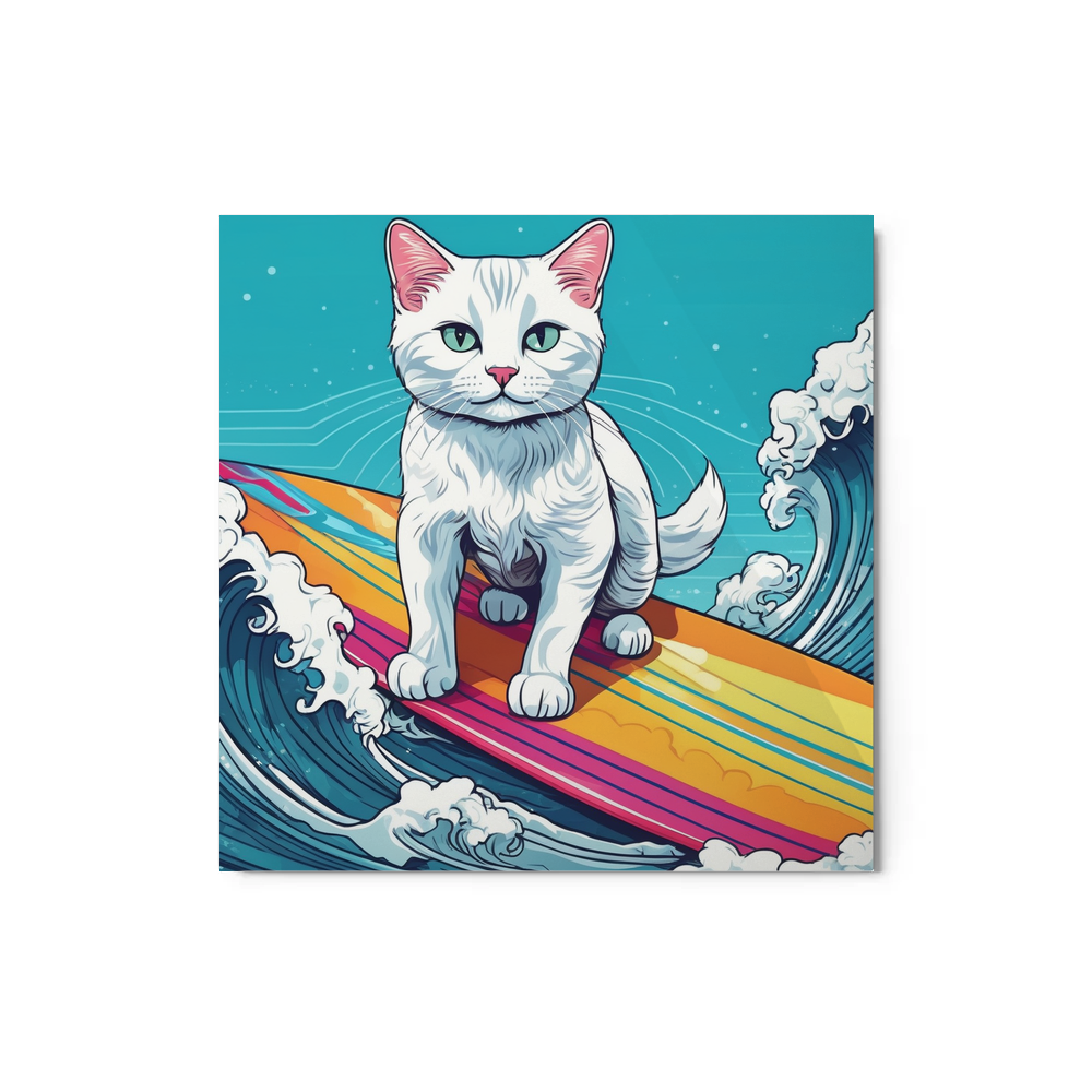 PugMug Custom White Companion Cat Metal Print