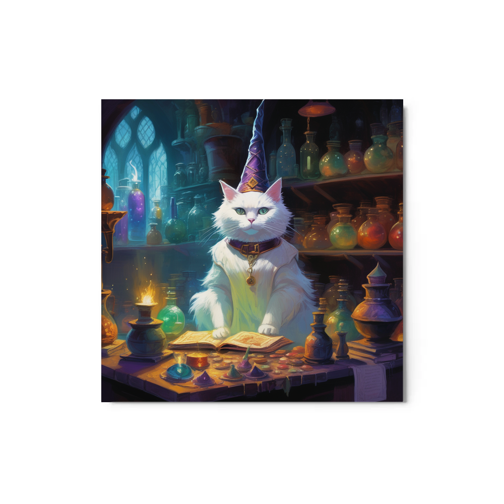 PugMug Custom White Companion Cat Metal Print