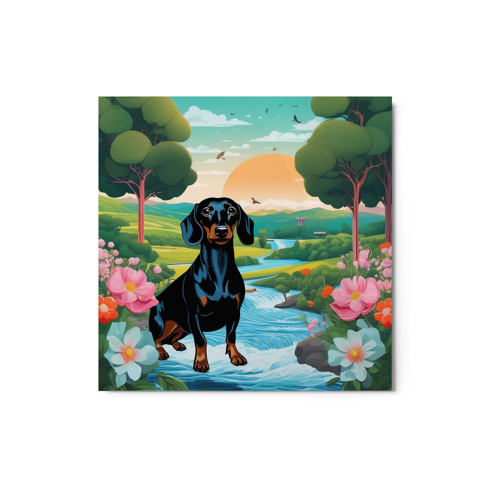 PugMug Custom Black Dachshund Metal Print