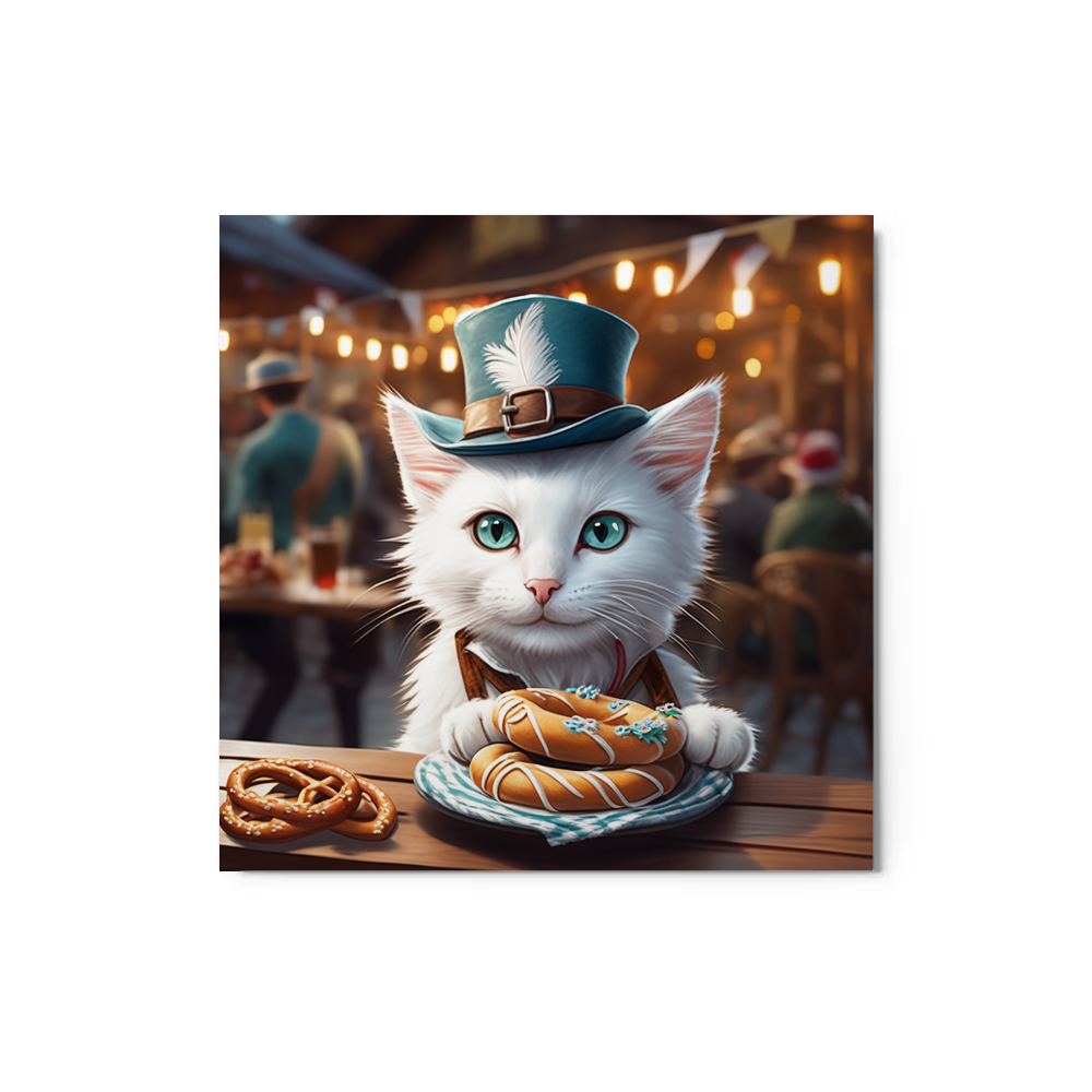 PugMug Custom White Companion Cat Metal Print