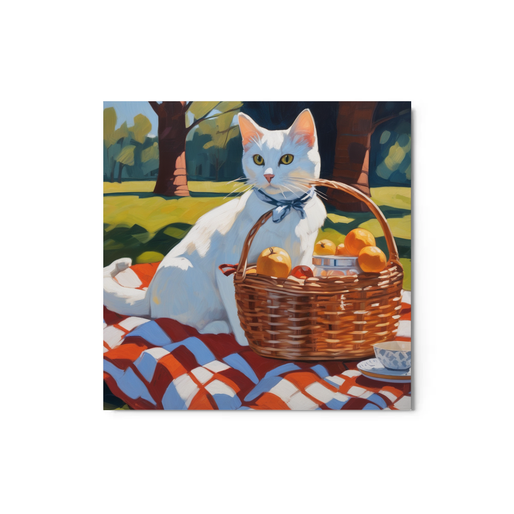 PugMug Custom White Companion Cat Metal Print