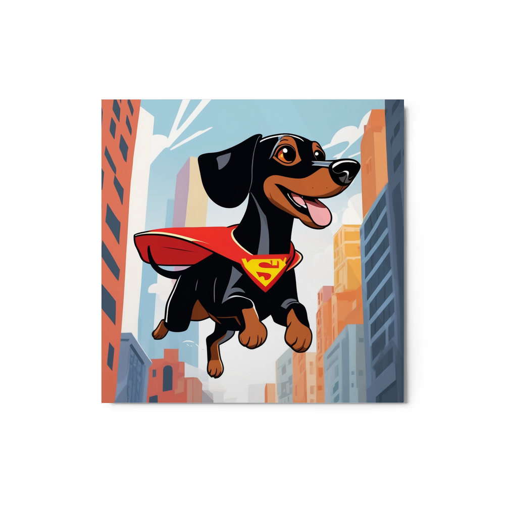 PugMug Custom Black Dachshund Metal Print