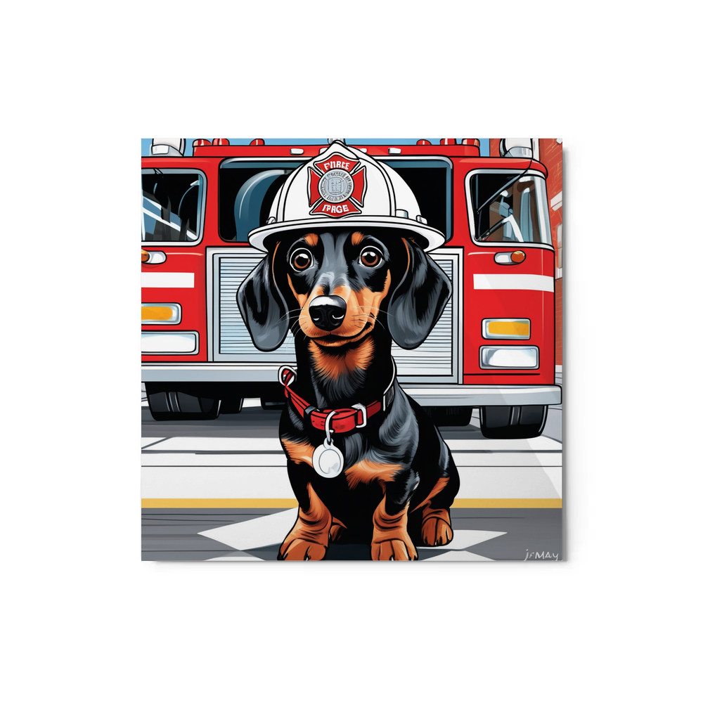 PugMug Custom Black Dachshund Metal Print