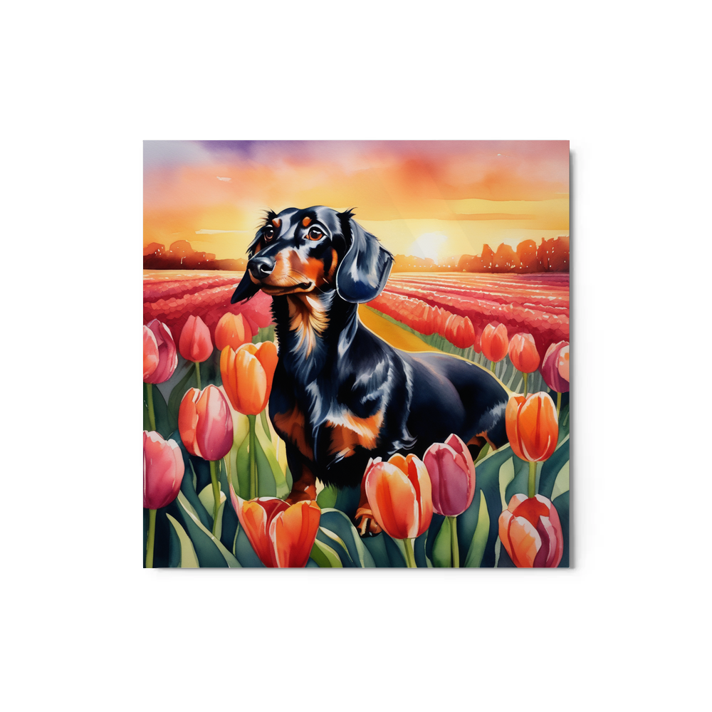 PugMug Custom Black Dachshund Metal Print