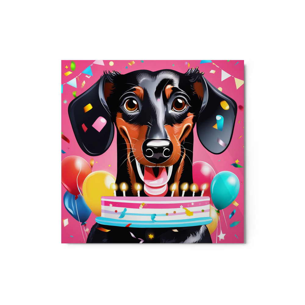 PugMug Custom Black Dachshund Metal Print