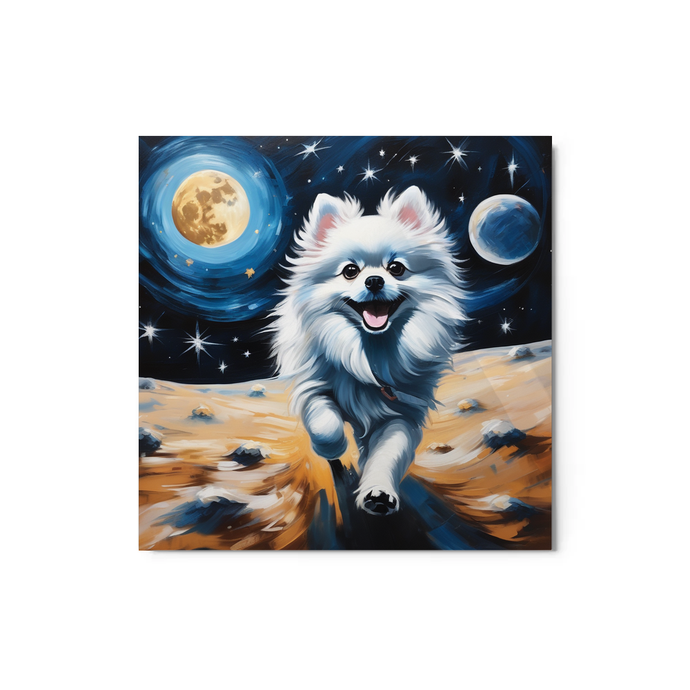 PugMug Custom White Pomeranian Metal Print