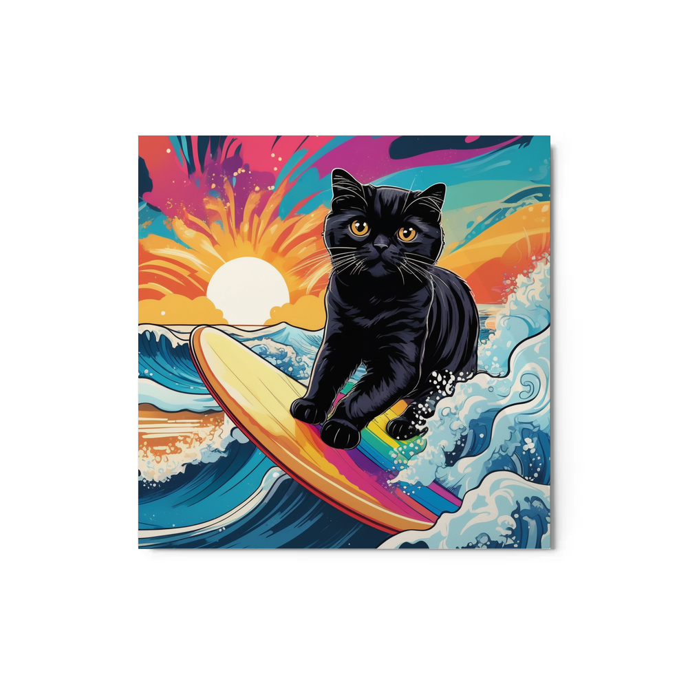 PugMug Custom Black Scottish Fold Cat Metal Print