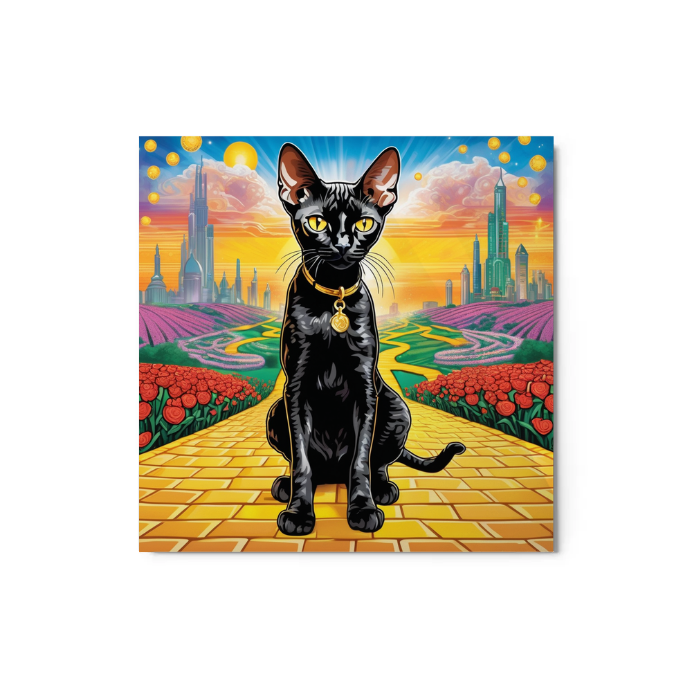 PugMug Custom Black Devon Rex Cat Metal Print