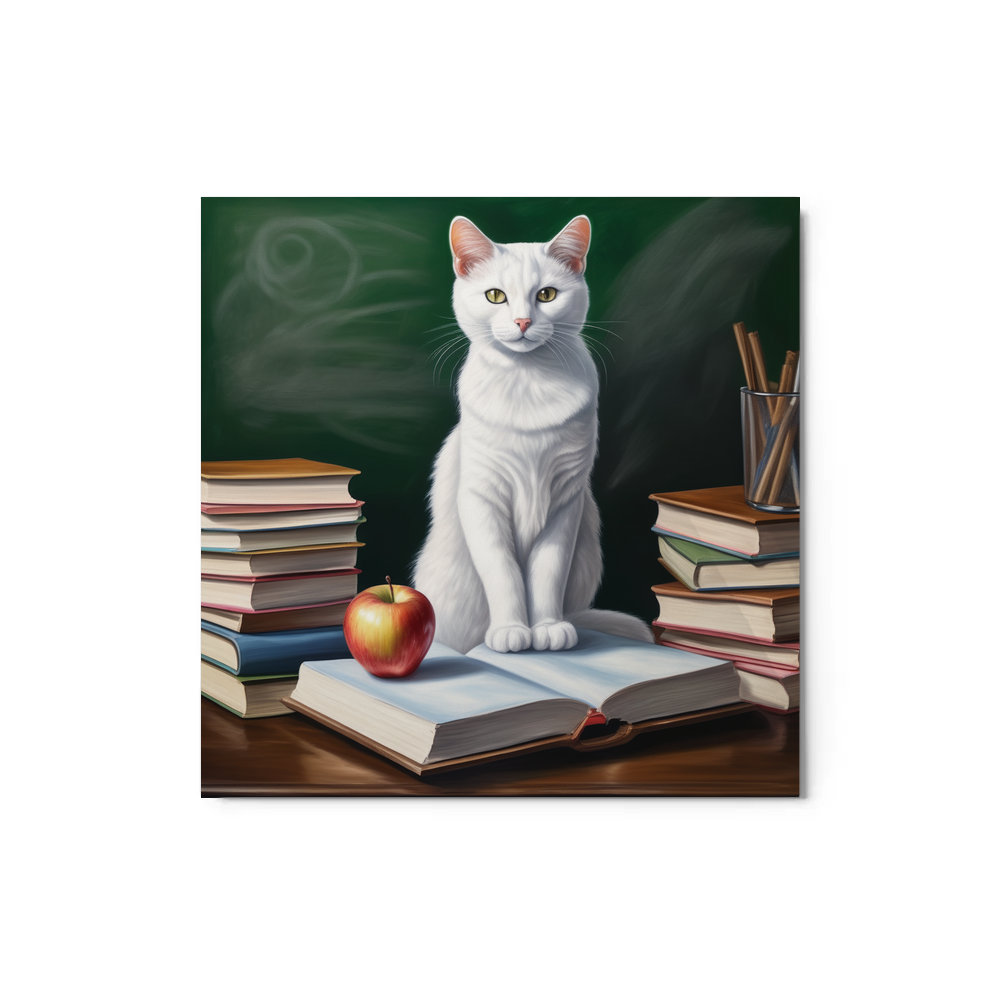 PugMug Custom White Companion Cat Metal Print