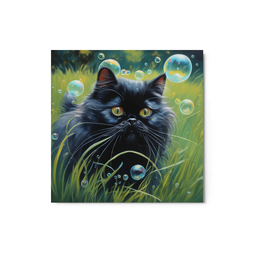 PugMug Custom Black Persian Cat Metal Print