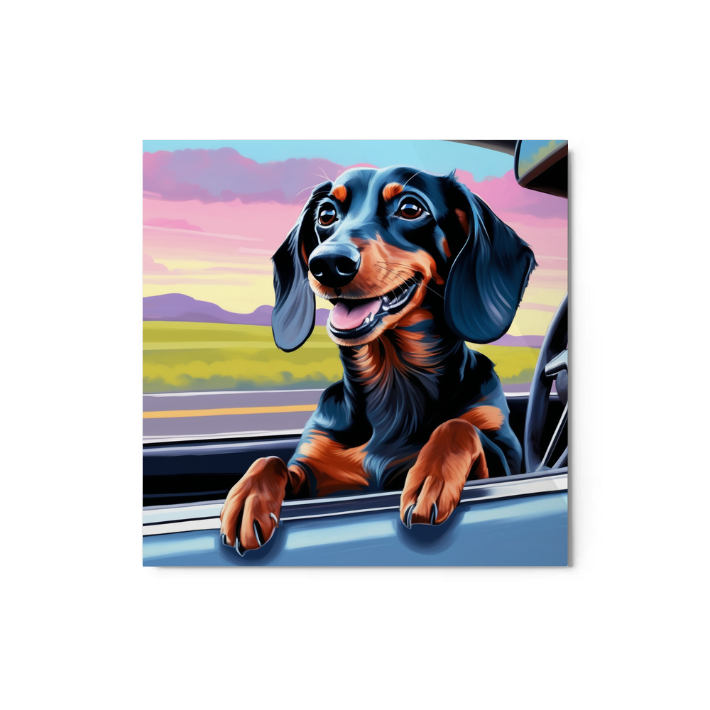 PugMug Custom Black Dachshund Metal Print